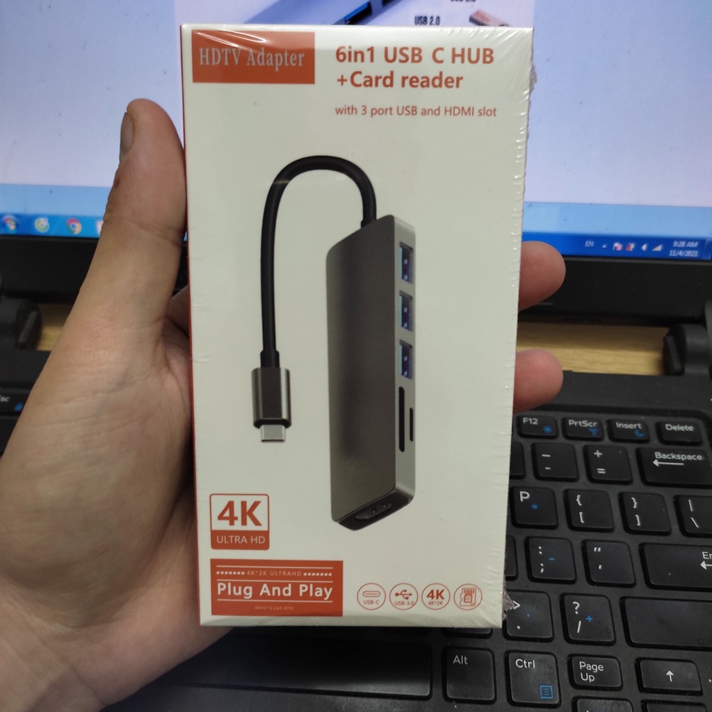 Cổng chuyển đổi HUB USB Type-C to HDMI, USB 3.0,USB 2.0 thẻ nhớ SD, TF cho cho Laptop Macbook