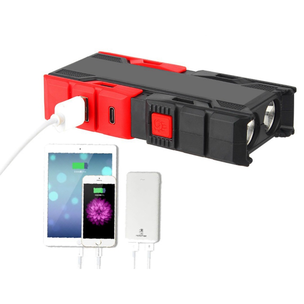 Đèn Pin 2 Bóng Đa Năng Kiêm Sạc Dự Phòng Chống Nước Siêu Sáng 10000 LM Sạc USB Tiện Dụng 3 chế độ sáng