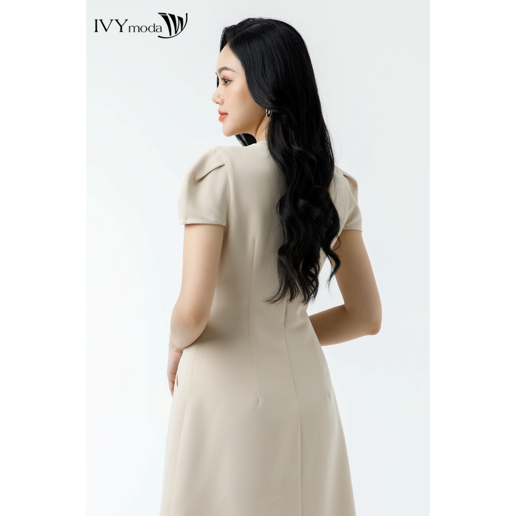 Đầm cổ V đính hoa IVY moda MS 48M7256