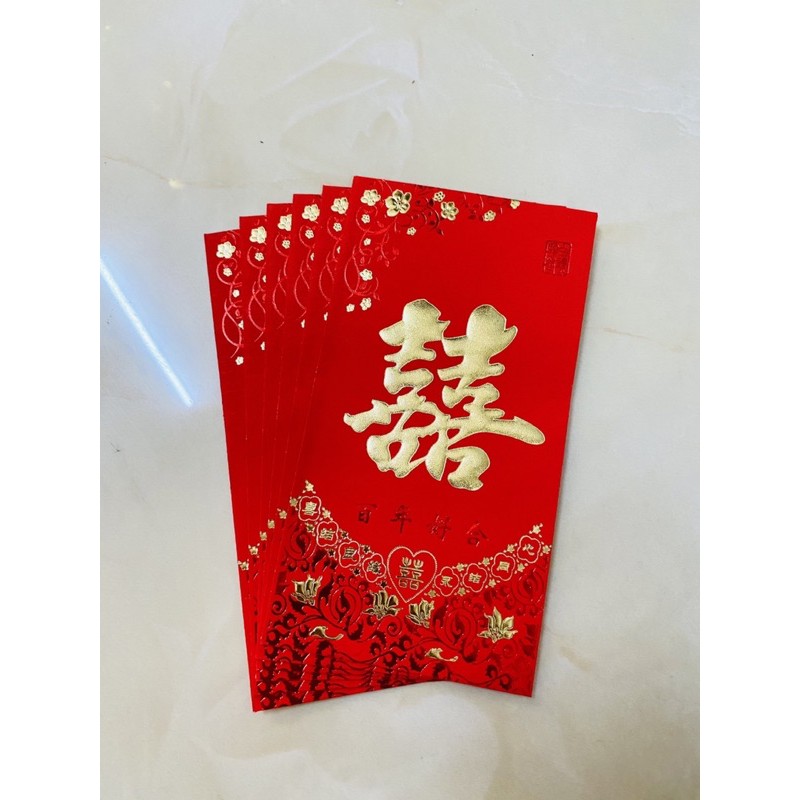 BAO LÌ XÌ CƯỚI - LÌ XÌ BƯNG QUẢ ĐÁM CƯỚI GIẤY NHUNG ĐỎ CAO CẤP