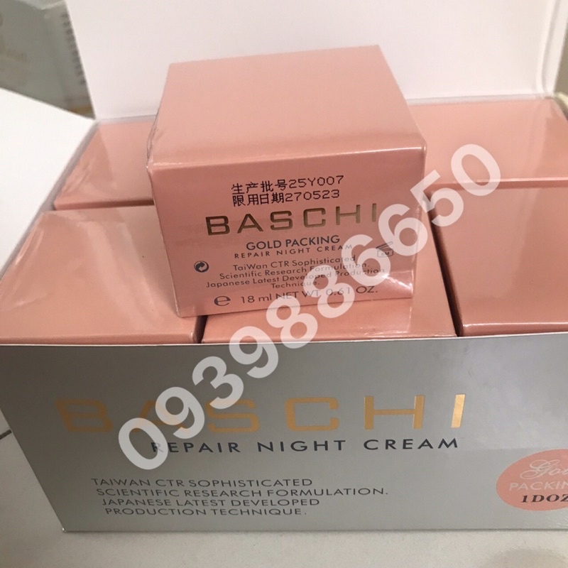 Kem dưỡng trắng da, xoá nám ban đêm Baschi Gold Packing Whitening Night Cream 18ml