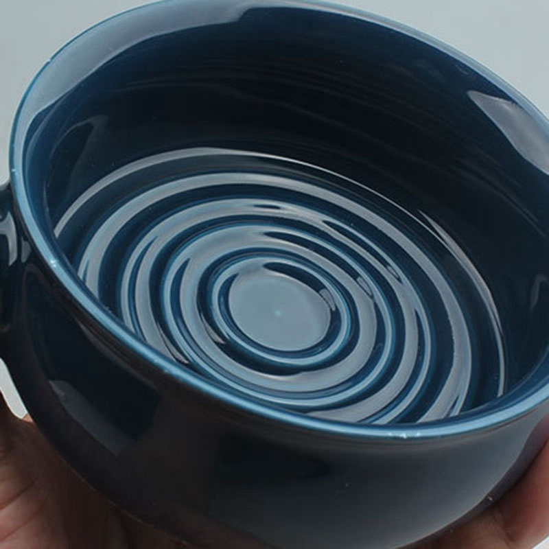 [Hàng mới về] Cốc gốm đựng bọt cạo râu miệng rộng màu xanh hoàng gia cho nam