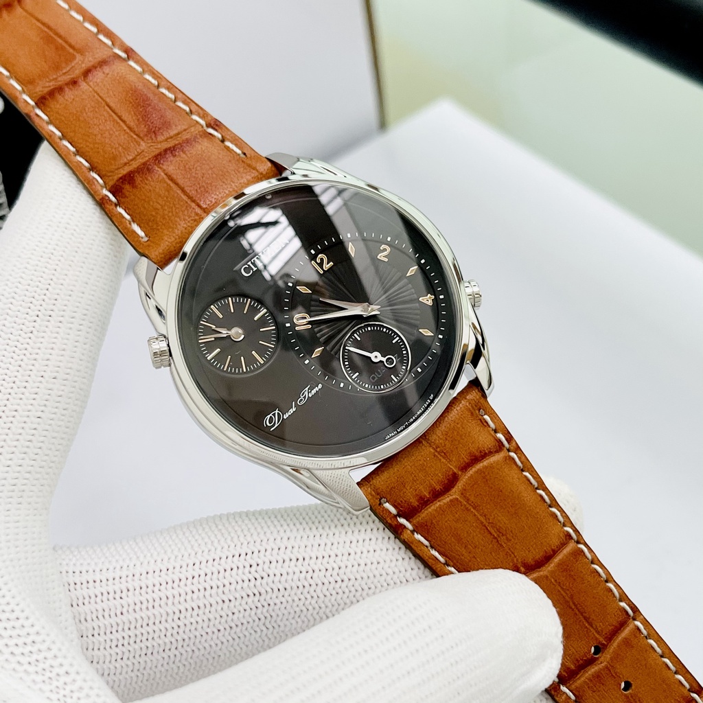 Đồng hồ nam chính hãng Citizen AO3030-08E Dây da Size 42mm mặt đen chống nước Bảo hành 1 năm Hyma watch