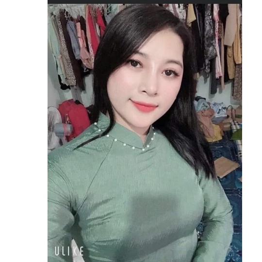 Áo Dài Truyền Thống Chất Lụa Vân Gỗ 2 Tà Cổ Sen 2.5cm Tay Dài Đính Hạt Cao Cấp