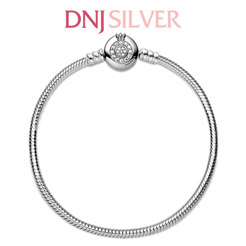 Vòng tay bạc 925 cao cấp - Mẫu vòng Sparkling Crown O Snake Chain, có thể mix thêm hạt charm vào vòng theo ý thích
