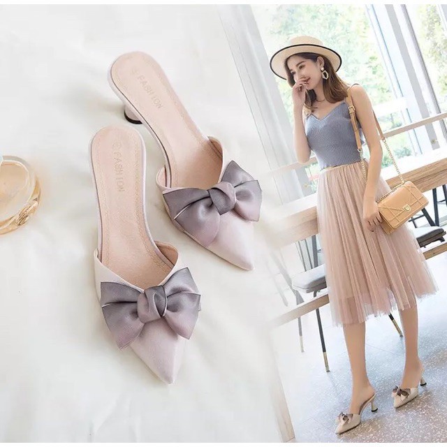 ORDER Dép cao gót nữ nơ bản to