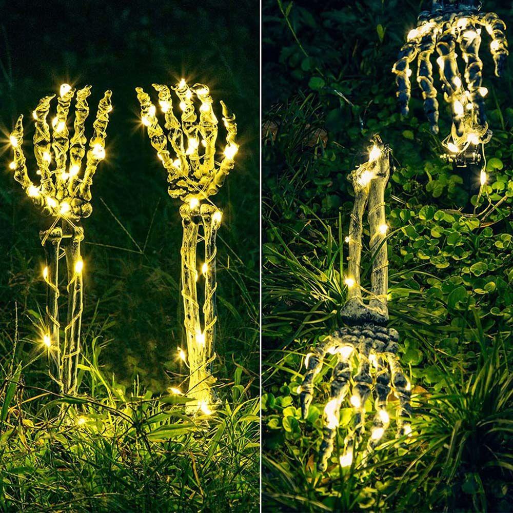 YIYU Bộ 2 Dây Đèn Led Hình Bàn Tay Xương Phát Sáng Dùng Trang Trí Độc Đáo