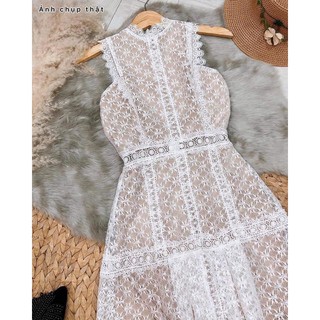 Đầm maxi ren sát nách