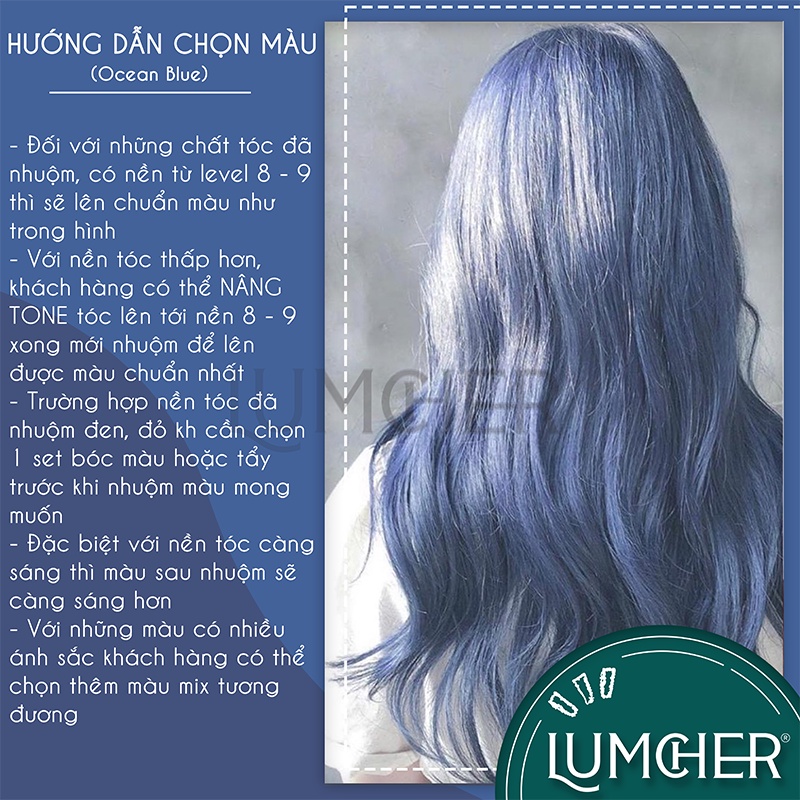 Thuốc nhuộm tóc Xanh Biển kèm tẩy tại nhà chính hãng Lumcher LC17