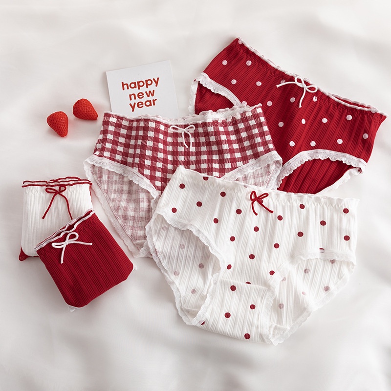 Quần Lót Cotton Phối Ren Thoáng Khí Phong Cách Lolita Dễ Thương Cho Nữ