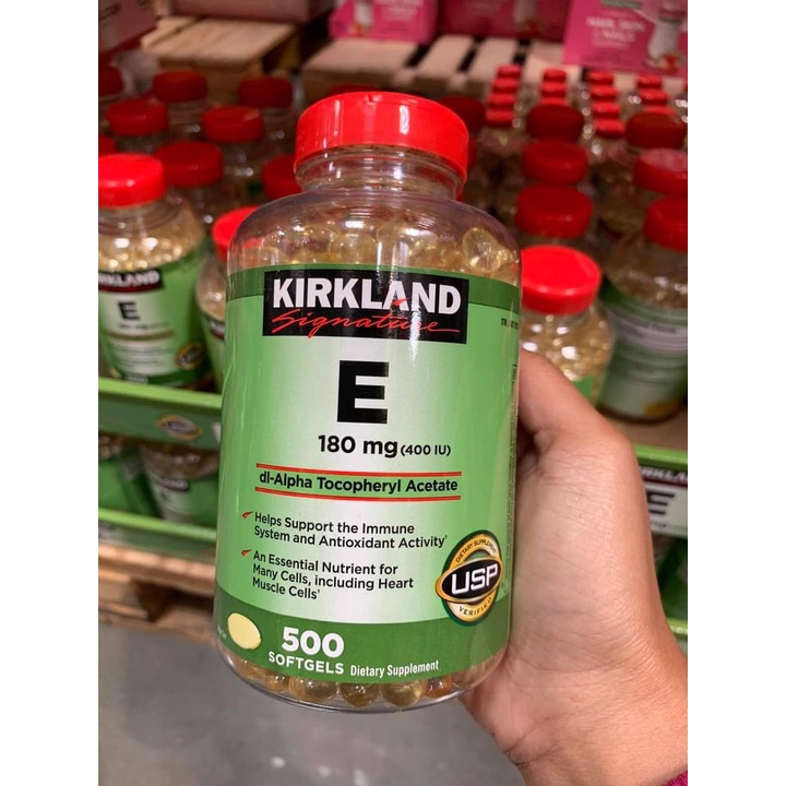 Viên uống bổ sung vitamin e date 7/2026 Kirkland 180mg hộp 500 viên - EDS Hàng Mỹ