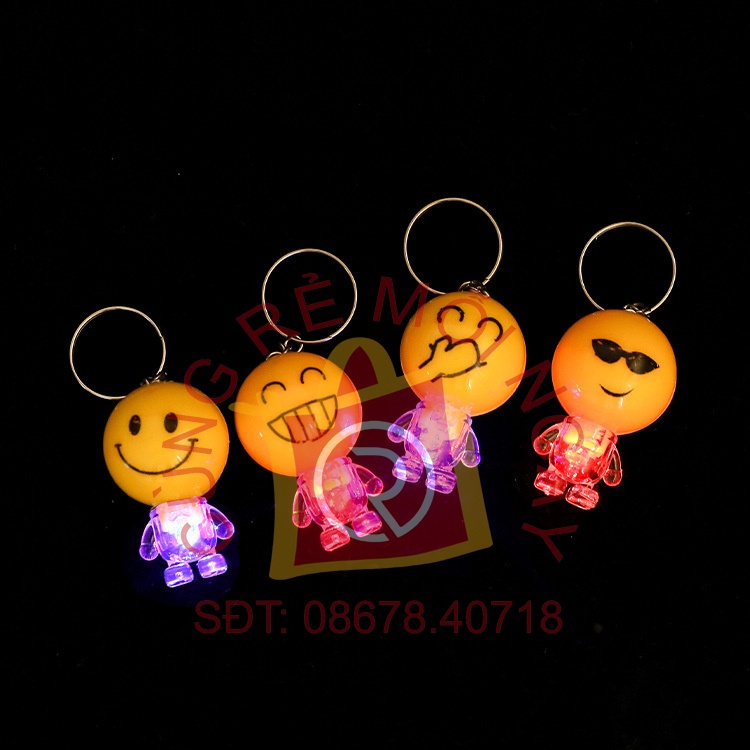 Móc khóa hình mặt cười icon có đèn led phát sáng hiện đại MK12 hình tròn