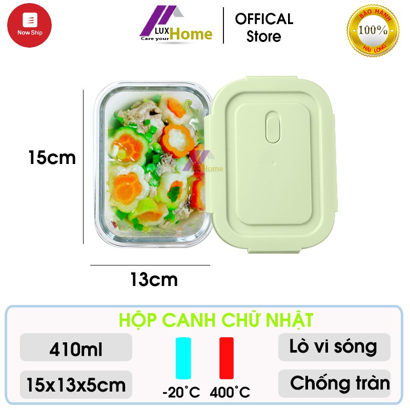 Hộp đựng canh chống tràn bằng thủy tinh, hộp đựng thức ăn 1 ngăn