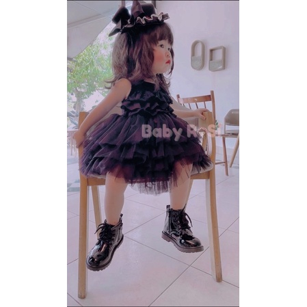 Váy công chúa tầng ren cho bé  đen