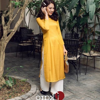 Áo Dài Cách Tân - Lụa Tô Châu , Màu Vàng  ( hàng kỹ - hình thật )
