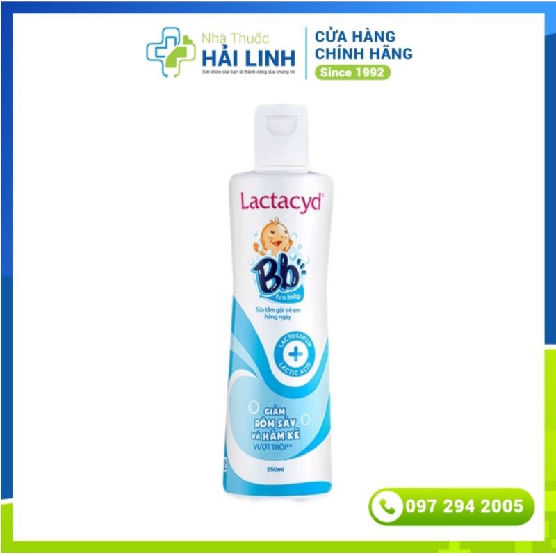 Sữa tắm gội trẻ em Lactacyd BB ⚡ Tặng quà ⚡ Chai 250ml Giảm rôm sảy và hăm tã vượt trội