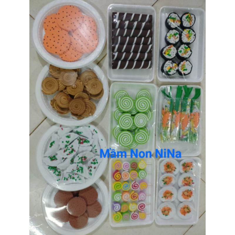 Đĩa thức ăn trang trí lớp học mầm non