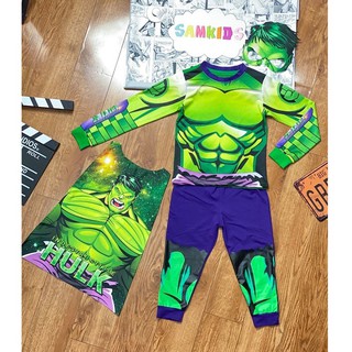 Bộ Quần Áo Siêu Anh Hùng Khổng Lồ Xanh Hulk Dài Tay Cho Bé