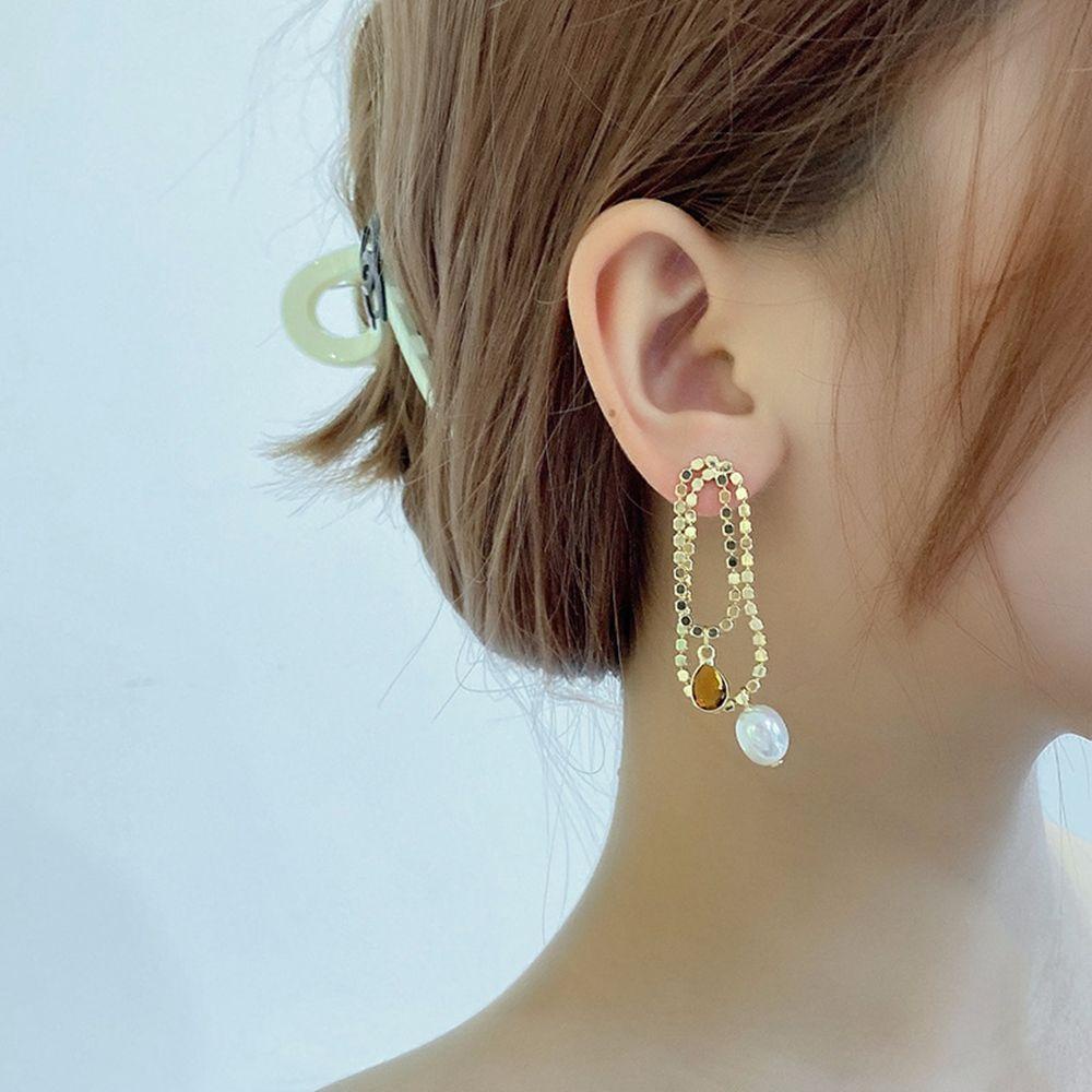 Khuyên Tai Hình Học Không Đối Xứng Đơn Giản Thanh Lịch Cho Nữ|Khuyên Tai Phong Cách Hàn Quốc