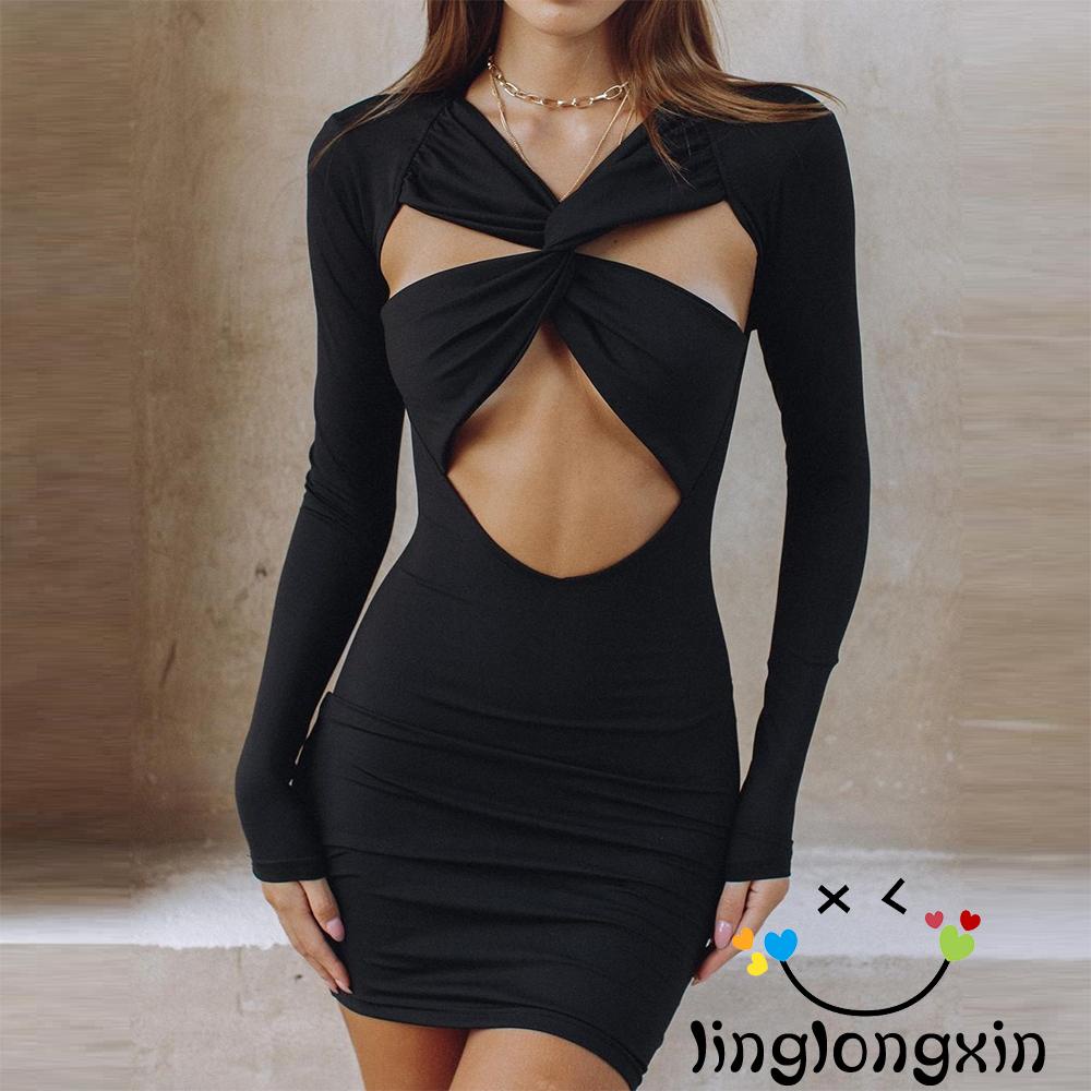Váy body 2 Dây Đan Chéo Phía Trước Quyến Rũ Cho Nữ