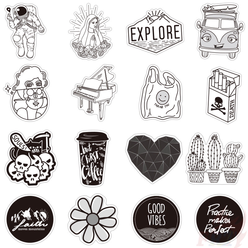 Set 50 Sticker Dán Hình Chữ Vsco