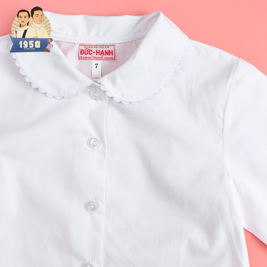 Sơ mi nữ trắng đồng phục học sinh chất liệu cotton 100% thoáng mát. Áo trắng 1950 by Đức Hạnh Hàng Trống