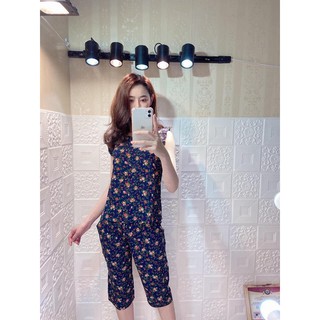 Bộ đồ lanh lụa hoa nhí nữ
