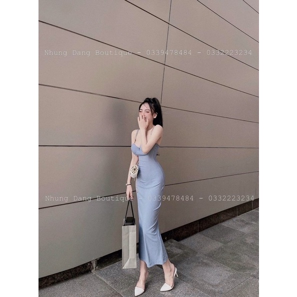 Đầm Maxi Body Dài Dây Nơ Tôn Dáng Mẫu Mới , Chất Vải : Thun Gân Co Dãn Mềm Mịn Mát ( 44kg-54kg Mặc Đẹp )