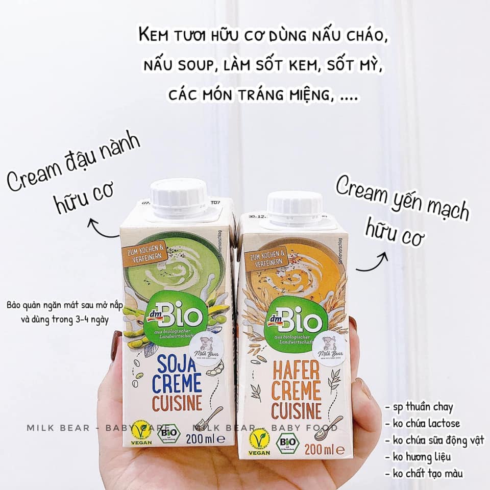Kem tươi đậu nành SOJA CREME CUISINE và kem tươi yến mạch Hafer Creme Cuisine