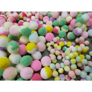Bom bom cầu vồng mix màu bông len mịn rainbow