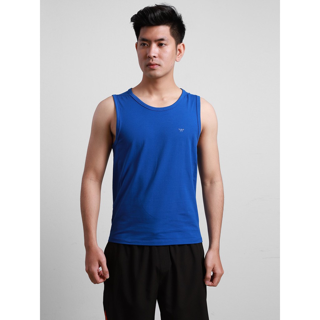 Áo Lót Nam Áo Thun Ba Lỗ Aristino ATT001S8 Màu Xanh Biển Dáng Slim Fit Vải Cotton Mềm Mịn