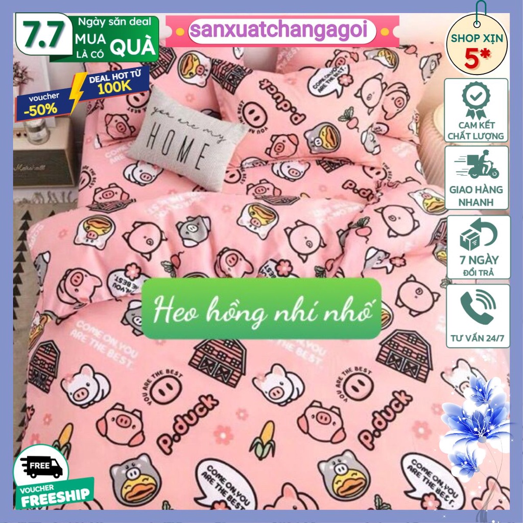 Bộ Ga Gối Vải Cotton poly 1m6x2m,1m8x2m,có chọn mẫu