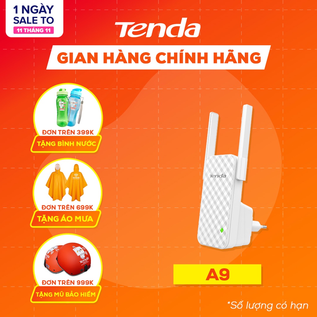 Kích Sóng WI-Fi Cực Mạnh Tenda A9 Tốc Độ 300Mbps