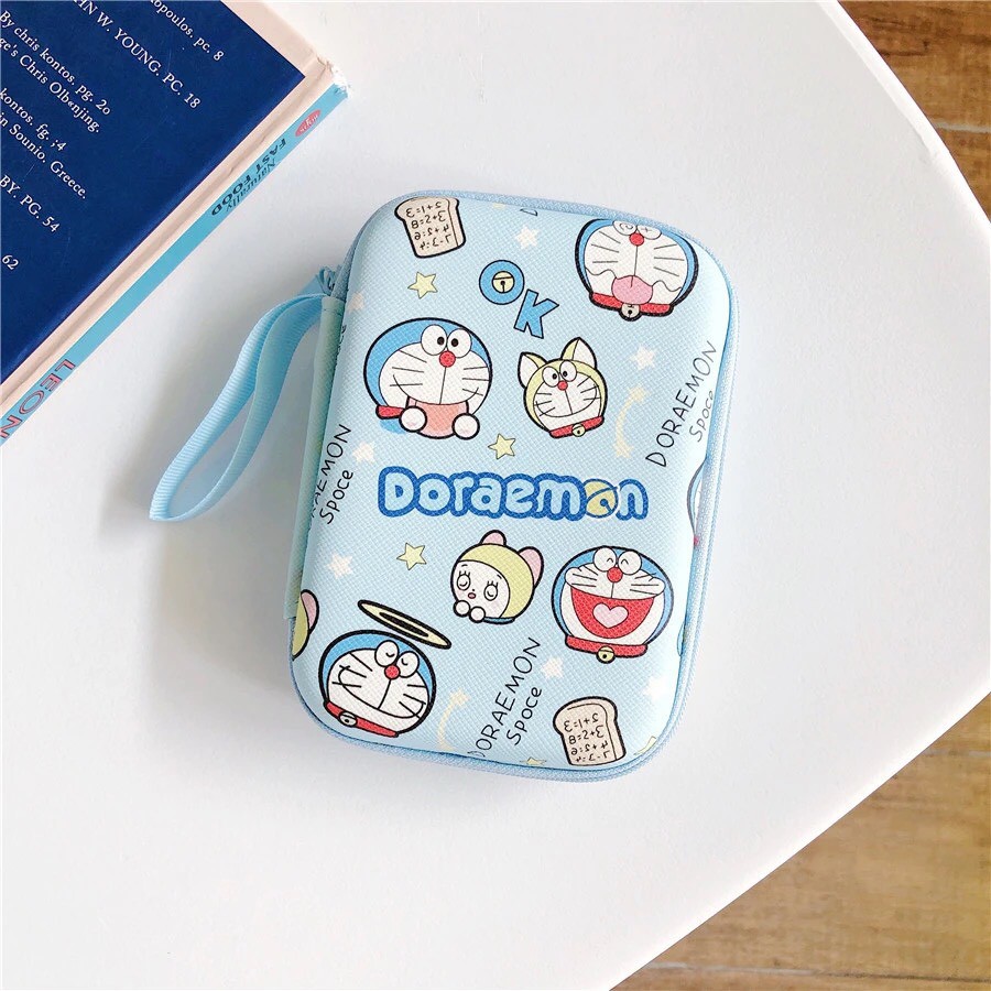Hộp Đựng Phụ Kiện Điện Thoại in hình Doraemon , Đựng cáp sạc tai nghe tiện lợi