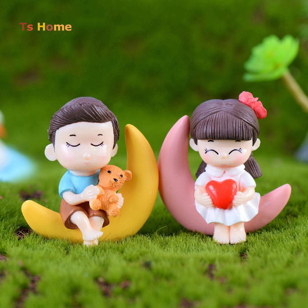 ❀Set 2 Tượng Bé Trai Bé Gái Trang Trí Tiểu Cảnh