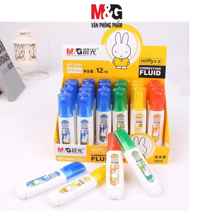 Bút xóa nước 12ml M&G, Thân trắng hình thỏ, nắp 4 màu - 1 cái MF6001