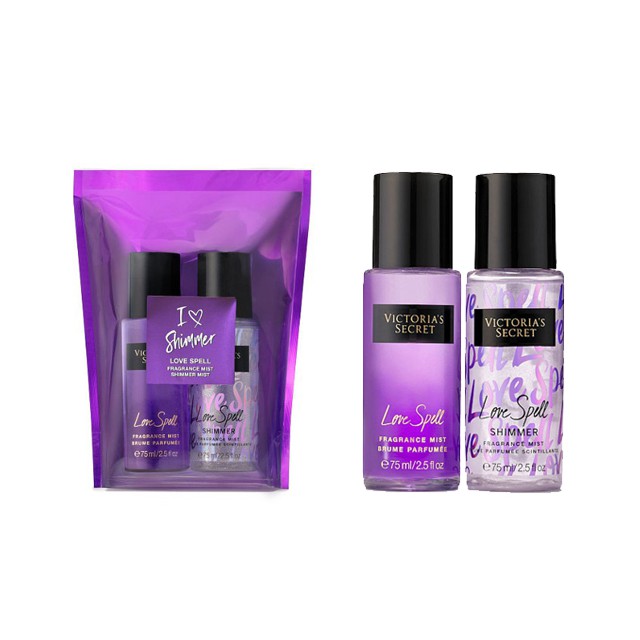 Set 2 Chai Xịt Thơm Body Victoria's Secret I ❤️ Shimmer 75ml-Phiên bản đặc biệt có nhũ óng ánh