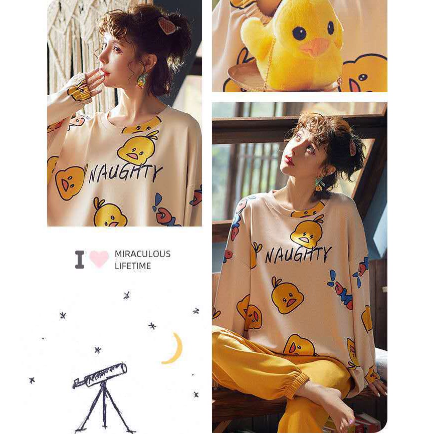 Bộ Đồ Ngủ Nữ Mặc Nhà Vải Co Giãn 4 Chiều Quần Áo Dài Tay Dày Pijama Váy Ở Nhà Mùa Xuân Thu Đông Dễ Thương Kute BĐN52 | BigBuy360 - bigbuy360.vn