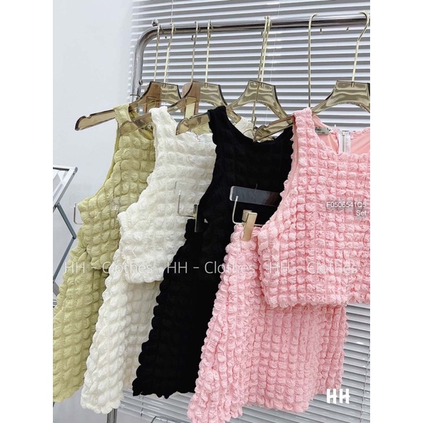 Set xốp áo croptop chân váy hàng chuẩn