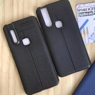 Ốp lưng dẻo cho Vivo V15 vân giả da Auto Focus ( Đen )