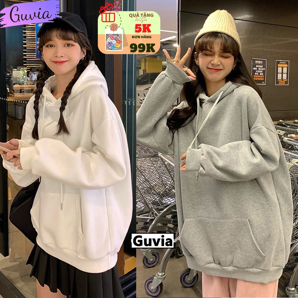 Áo Hoodie Trơn BASIC 2022 Chất NỈ Ngoại PE Form Rộng Nam Nữ GUVIA