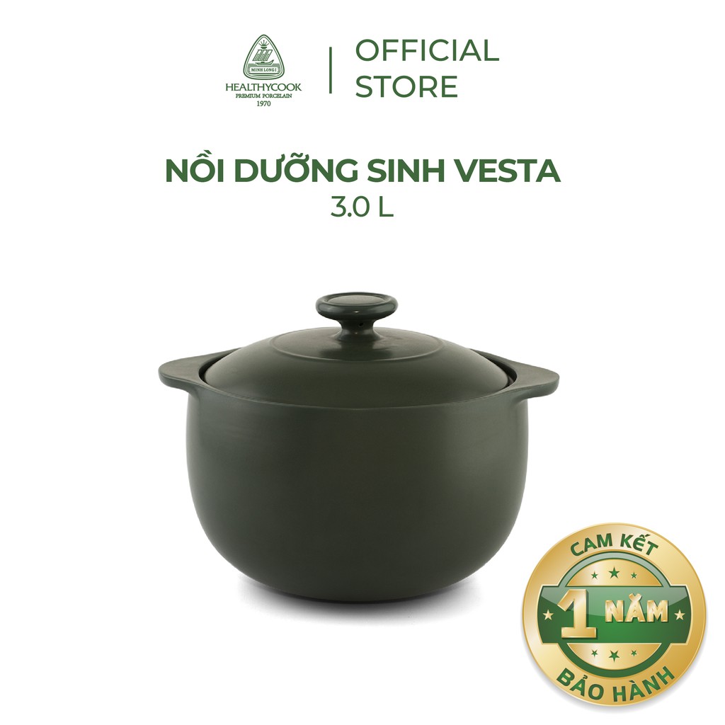 Nồi sứ dưỡng sinh Minh Long - Vesta 3.0 L + nắp