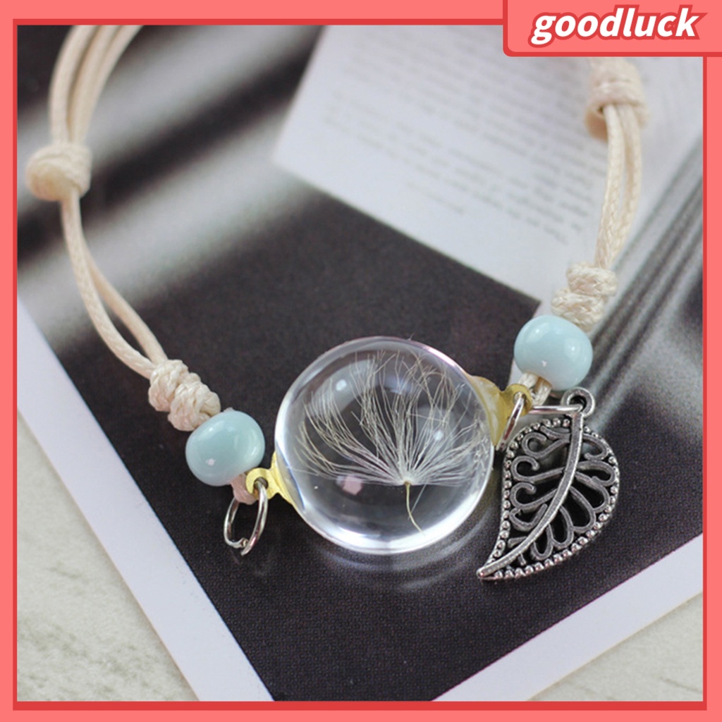 Vòng tay mặt quả cầu thuỷ tinh ướp hoa bồ công anh