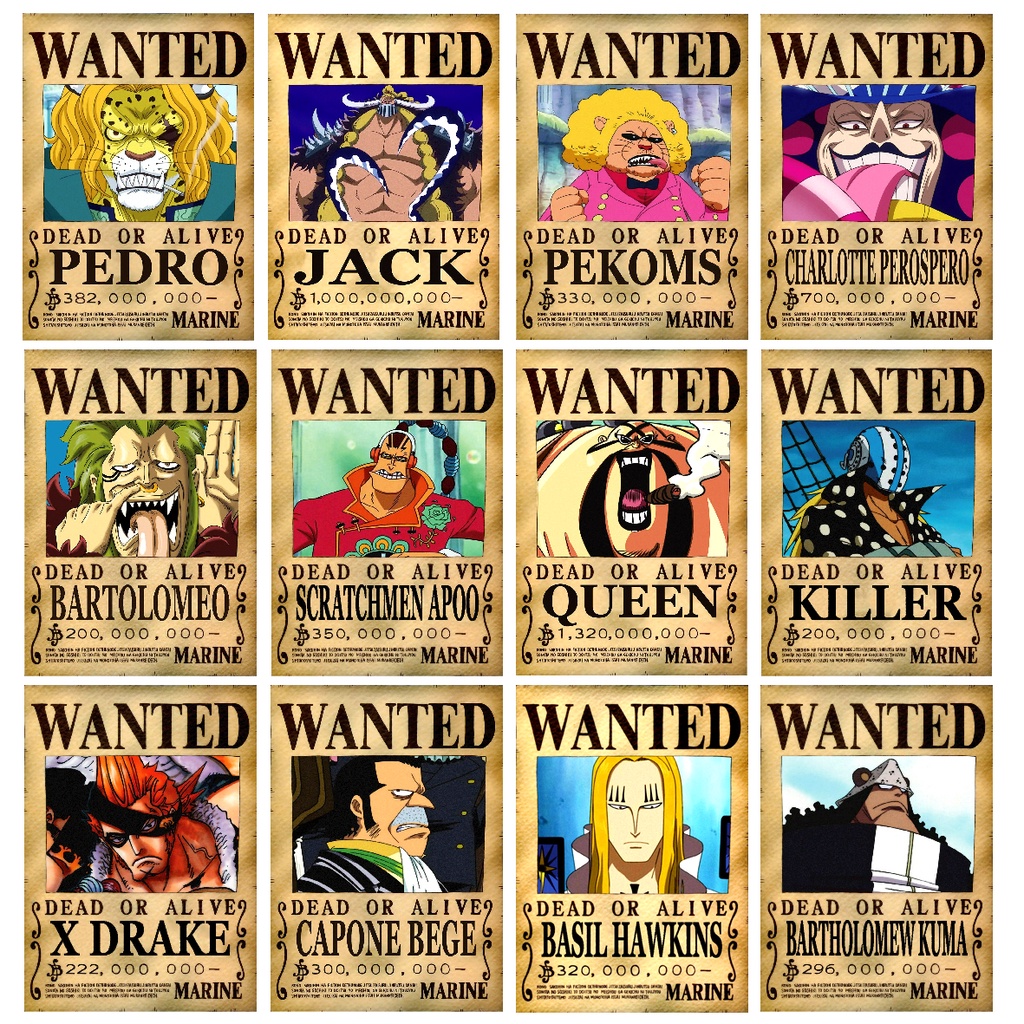 Bộ Lệnh Truy Nã Onepiece Wandted Poster Khổ A4, A5 giấy dày đẹp