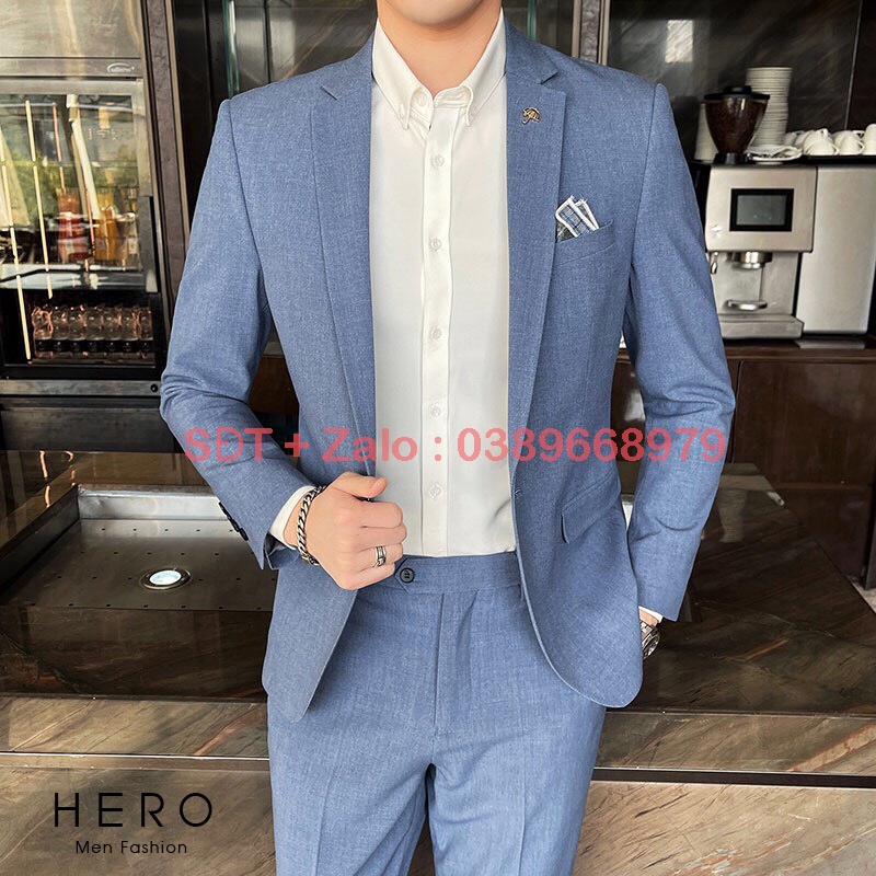 Vest Nam Thanh Niên, Bộ Vest Nam Trẻ Trung, Sang Trọng, Suit Nam Màu Xanh Hòa Bình, Bộ Suit Nam Hàn Quốc