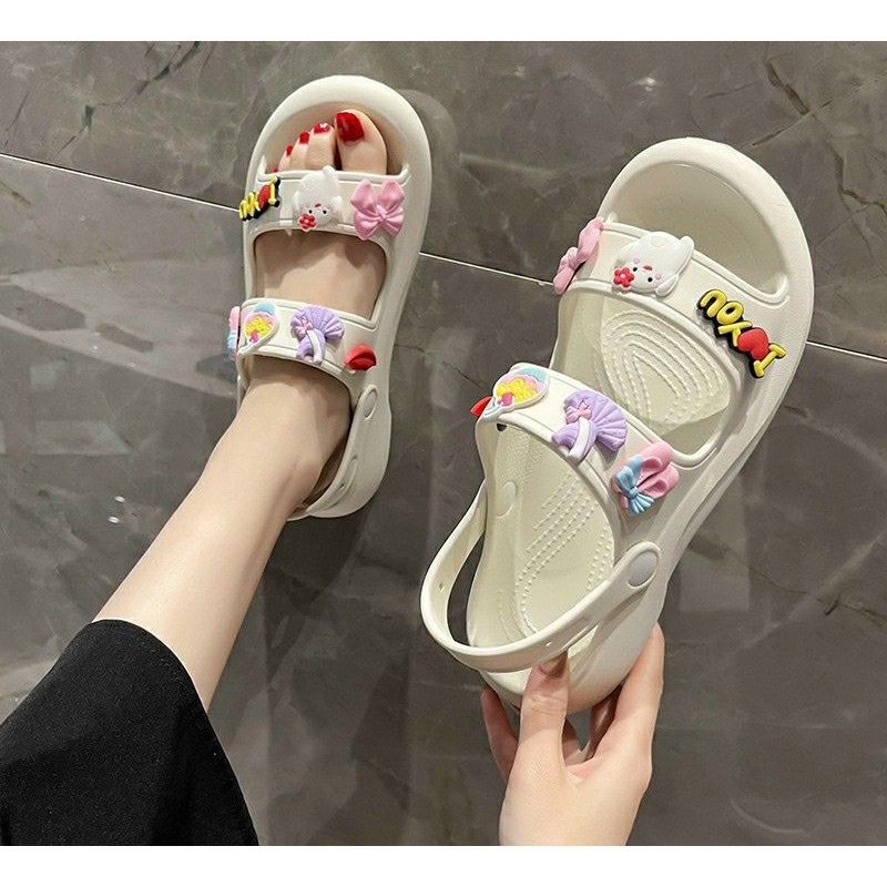 Sandal nhựa GÀ CON, BÁNH, NƠ HỒNG ( kèm video hàng thật )