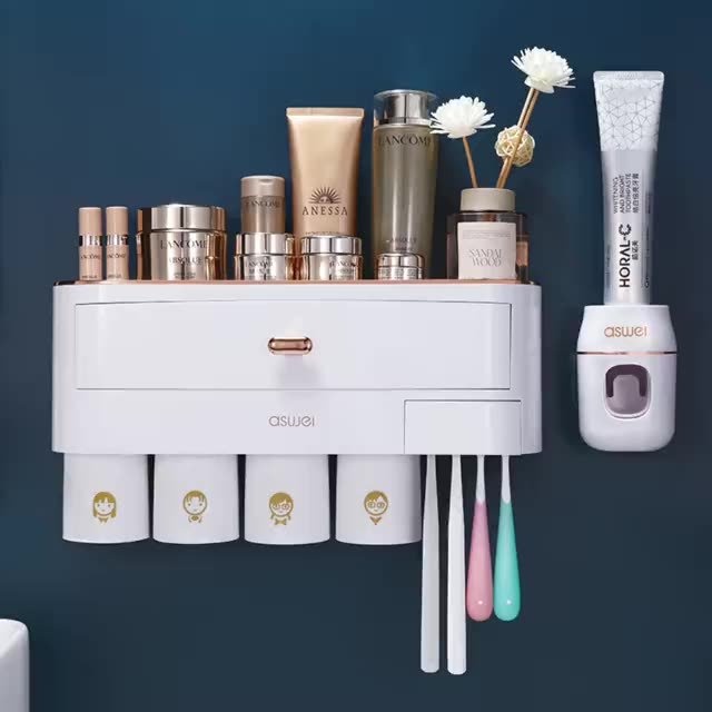 Bộ nhả kem đánh răng tự động và để đồ phòng tắm cao cấp A2108-A2109-A2110 STN