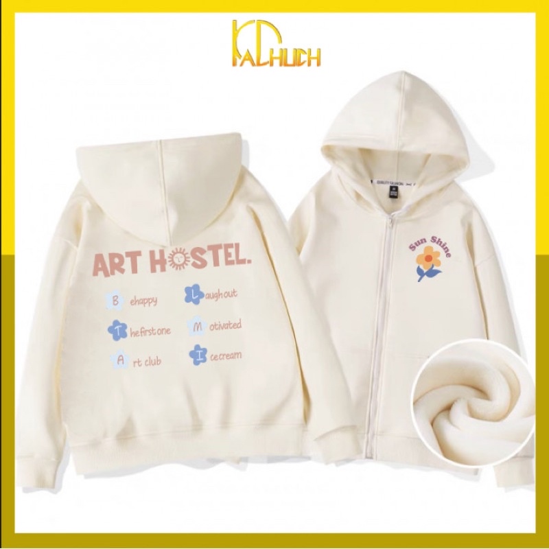 Áo khoác nỉ dây kéo unisex form rộng 70kg hàng nỉ ngoại dày dặn Sun Shine