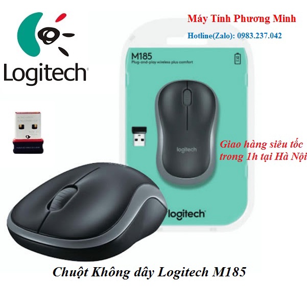 Chuột Không Dây Logitech M185 - Bảo hành 1 năm lỗi đổi mới