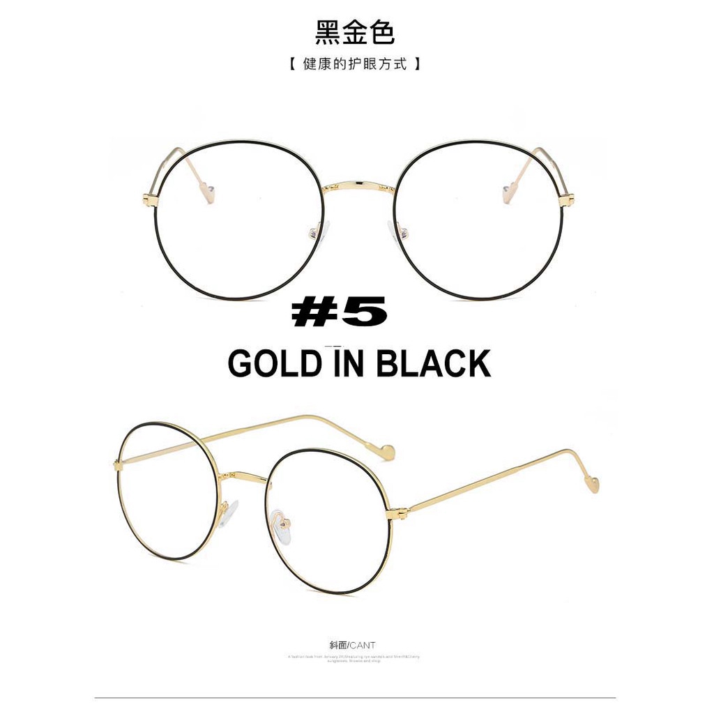 【Ready Stock】Round Metal Frame Student Anti-blue Eyeglasses Women/Men